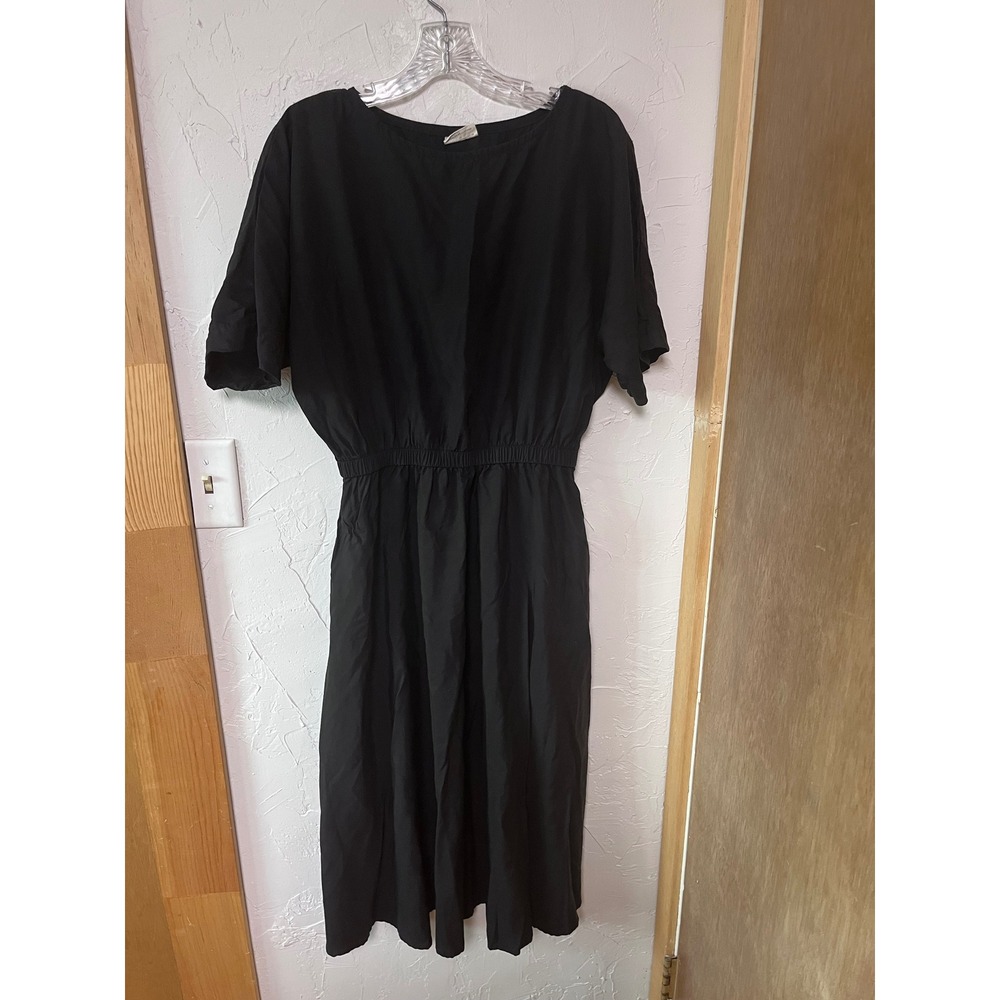 Curator San Francisco Black Elastic Waist Midi Dress with Pockets Womens Medium